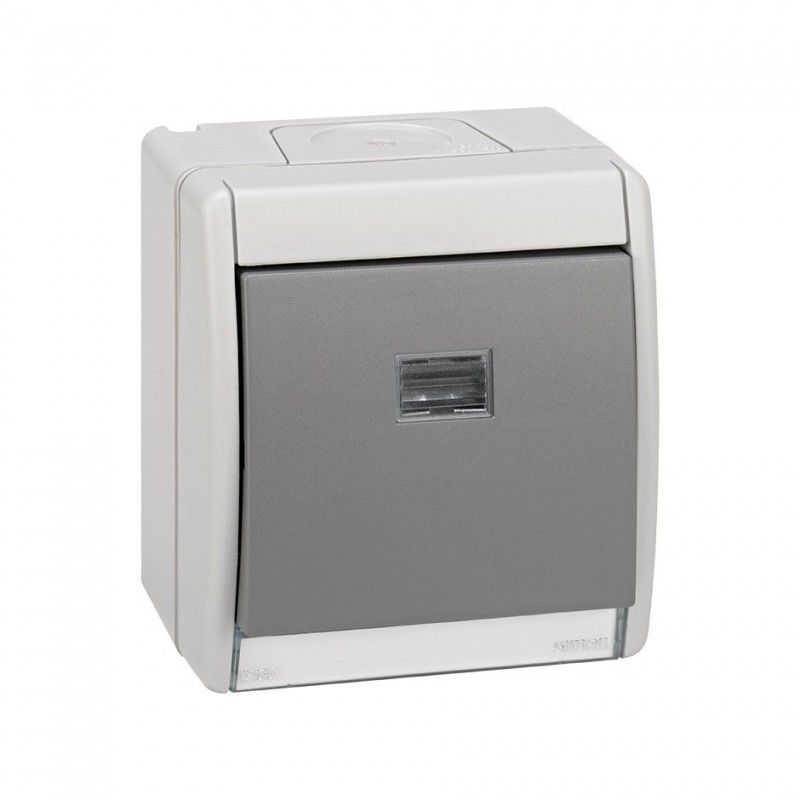 Grauer 10ax 250v Schalter Mit Leuchtendem Ip55 Simon 44 Aqua 4490204-035