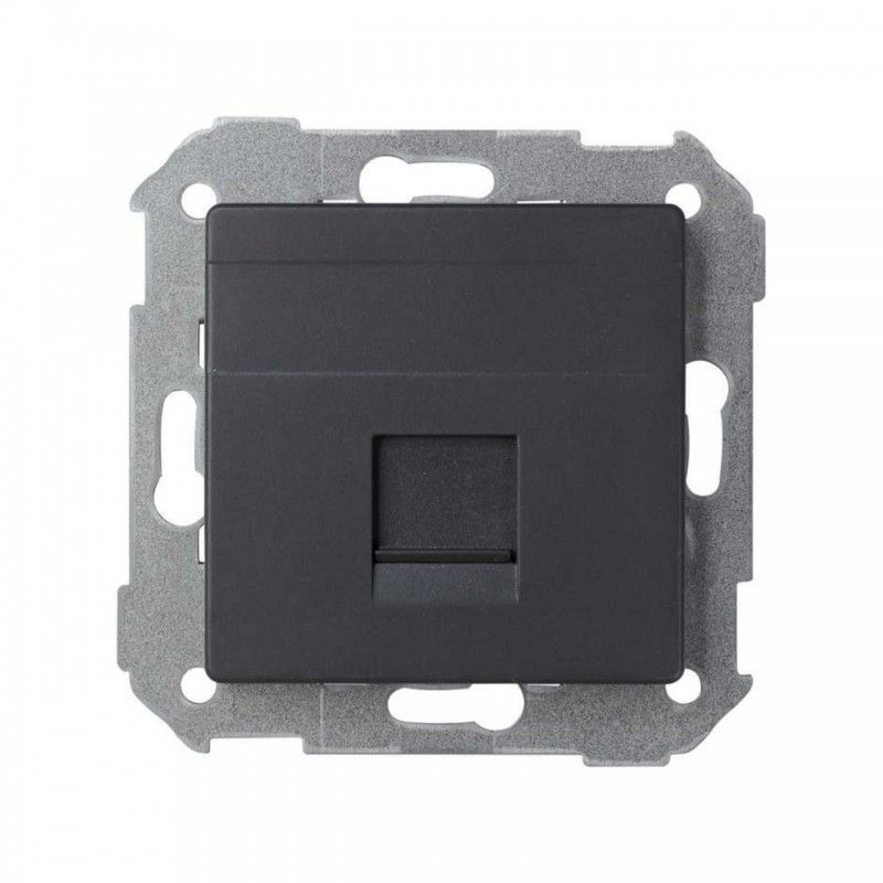 82 Konzept Universelle Flache V & D-platte Mit Pulver 1 Rj45 Mattschwarz 8200005-098 - Simon