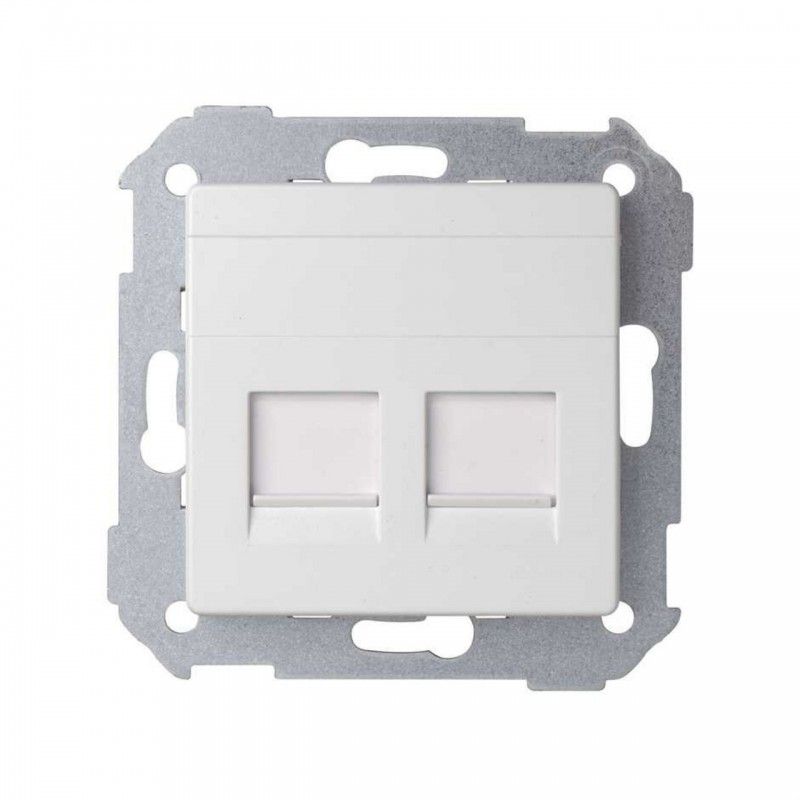 82 Konzept Universelle Flache V & D-platte Mit Pulver 2 Rj45 Mattweiß 8200006-090 - Simon