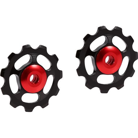 11t Cnc-gefräste Schaltwerksrolle Aus Aluminiumlegierung, 2 Stück, Schaltwerksröllchen Für Fahrräder (schwarz + Rot)