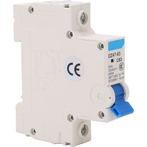 Miniatur-leistungsschalter 1p, Din-schiene, 4500 A Abschaltvermögen, Ac 230 V 400 V 63 A