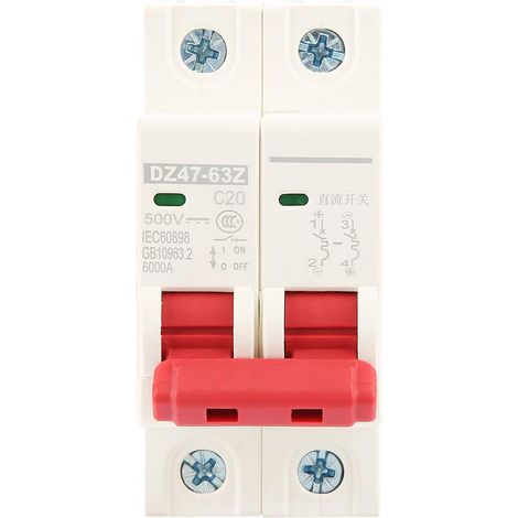 2-poliger Mini-leistungsschalter (mcb) 500 V Dc 20 A, Modell Dz47-63z-2p