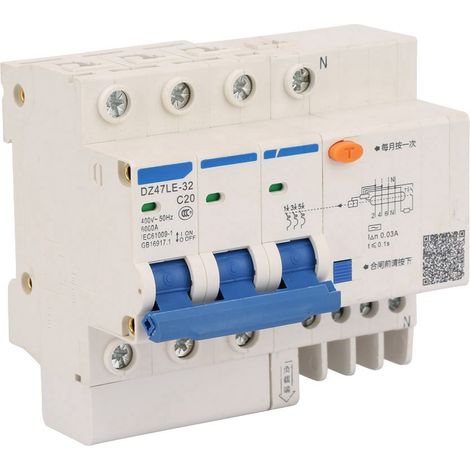 Fehlerstromschutzschalter Dz47le 32 3p + N C20 400v 20a