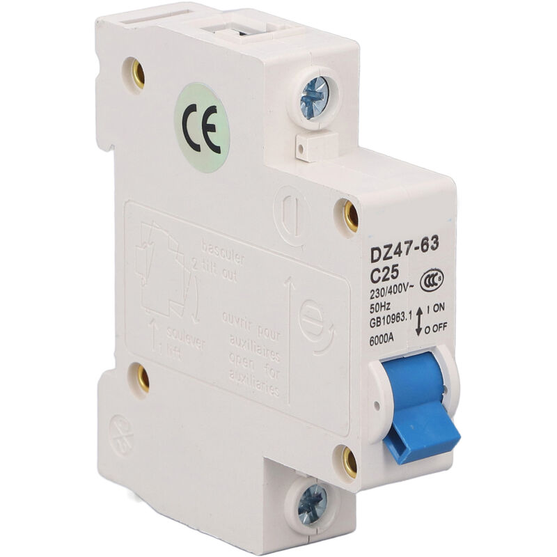 Mini-1p-leitungsschutzschalter, Din-schienenmontage, 6000 A Abschaltvermögen, 230 V/400 V, 25 A