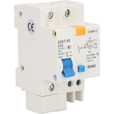 Kleiner Leitungsschutzschalter, Fehlerstromschutzschalter, 30 Ma, 230 V 400 V, 1p + N, 32 A, Dz4763 C32