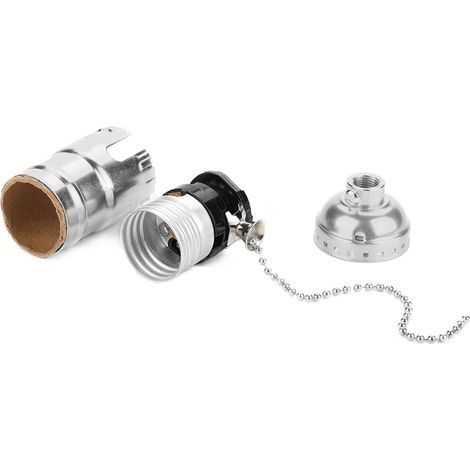 Vintage E27 Aluminiumfassung Mit Zugkette Für Schreibtischlampe Und Schraubleuchte (silber)