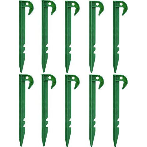 Packung Mit 10 Kunststoffheringen Zur Befestigung Von Schattierungsnetzen Für Den Gartenrasen Am Boden.