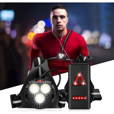 Lauflampe, Usb-aufladbare Brustlampe, 500 Lumen, 120° Verstellbarer Winkel, Jogginglampe Mit Reflektorstreifen Für Joggen, Wandern Und Andere Outdoor-sportarten, Schwarz