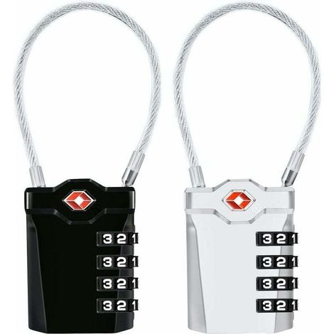 Tsa-gepäckschlösser, 2er-set, 4-stellige Zahlenschlösser Für Koffer Und Taschen (schwarz + Silber)