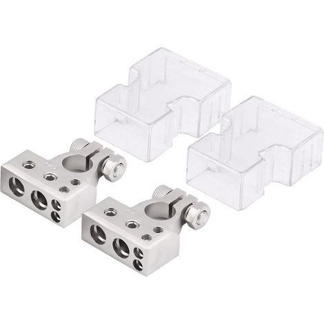 Paar Silberne Kfz-batterieklemmen (plus- Und Minuspol) Für Querschnitte Von 0/1, 2, 4 Und 8 Awg