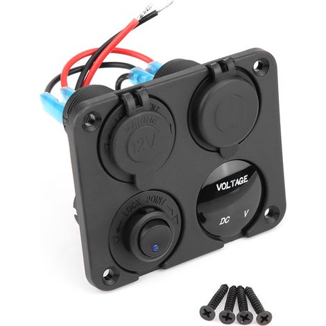 4-fach Ein/aus-wippschalterfeld, Dual-usb-ladegerät, Zigarettenanzünderbuchse, Voltmeter, Blaue Led