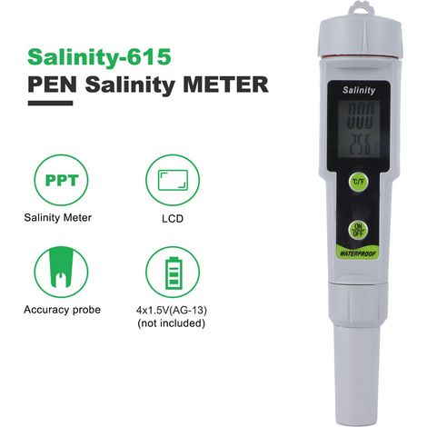 Elektronisches Ph-meter-testgerät, Ph-meter Mit Hintergrundbeleuchtetem Lcd-bildschirm, Wasserqualitätstester Zur Prüfung Von Ph-wert, Temperatur Und Salzgehalt, Für Trinkwasser, Aquarien Und Schwimmb