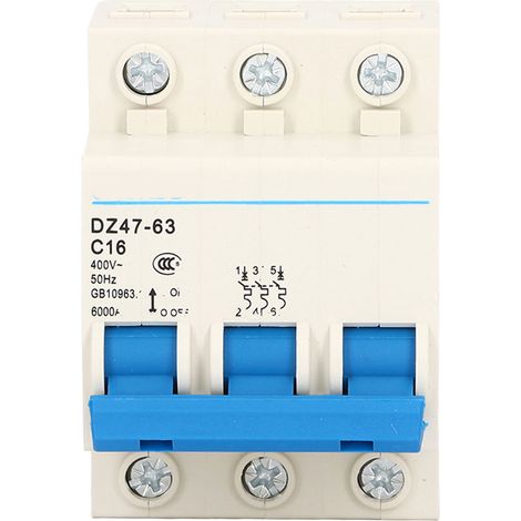 Miniatur-3-poliger Din-schienen-leistungsschalter 400 V 16 A Niederspannungsschutzschalter Dz4763 C16