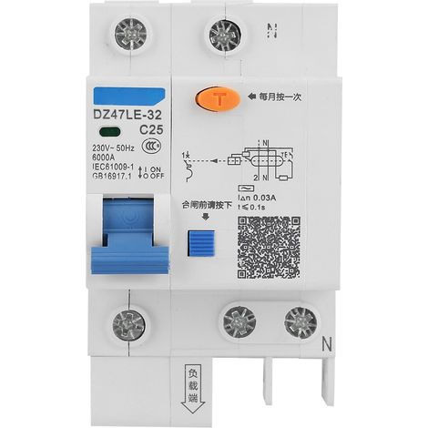 Fehlerstromschutzschalter Dz47le 32 1p + N C25 230v 25a