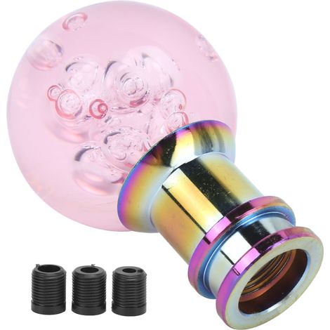 Schaltknauf Für Manuelle Gangschaltung, Schalthebel, Rosa Kristallkugel Mit 3 Universellen Gewindeadaptern