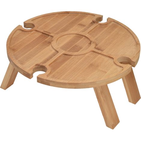 Klappbarer Picknicktisch Aus Holz Mit Weinglashalter Für Den Außenbereich, Ideal Zum Wandern, Campen Und Abendessen Im Freien