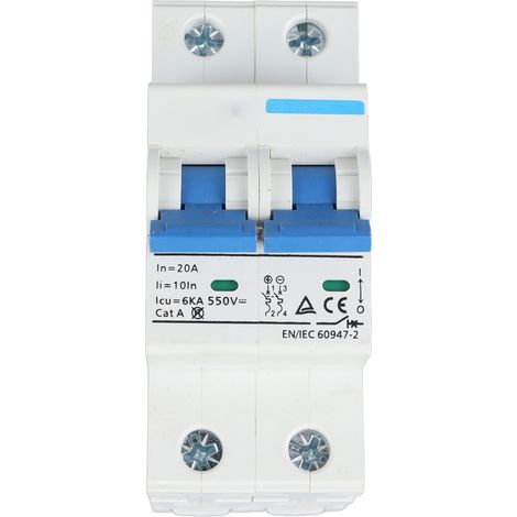 Miniatur-2-poliger Din-schienen-leistungsschalter, Trennschalter, Dc 550 V, 20 A