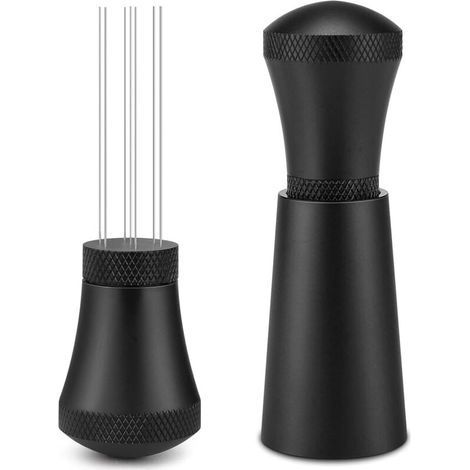 7-nadel-espresso-portionierer, Kaffeepulver-rührstab, Espresso-verteilungswerkzeug, Espresso-rührstab, Nadelspender, Schwarz