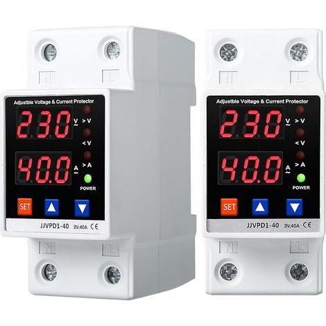 Einstellbarer Spannungs- Und Stromschutz, Über-/unterspannungsschutzgerät, 220 V Ac 40 A 2-poliger Spannungsstabilisator Mit Digitaler Echtzeitanzeige