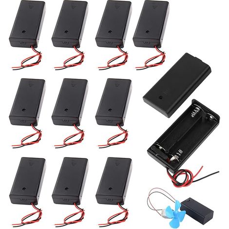 10-teiliges Batterieset Aus Kunststoff Für 2 Aa-batterien (3 V) Mit Anschlusskabel, 2 Batteriehaltern, Deckel Und Ein-/ausschalter, Für Bastelprojekte Und Elektronische Anwendungen