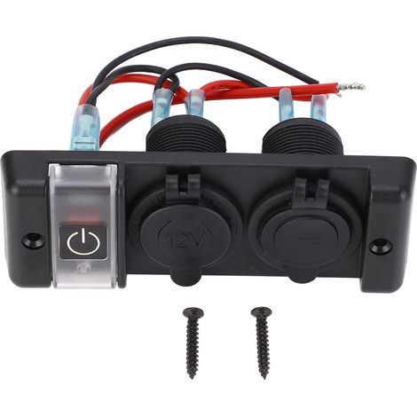 3-in-1-kombinations-stromschalterfeld, Roter Kontrollleuchten-schutzschalter, Zwei Usb-anschlüsse Und 12-v-zigarettenanzünderbuchse Für Auto, Wohnmobil Und Boot