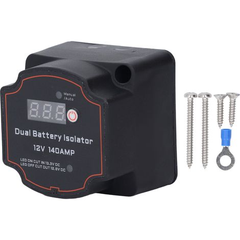 Doppelbatterie-trennschalter, Dc 12 V 140 A, Automatische/manuelle Steuerung, Wasserdicht (ip68), Spannungsgesteuertes Relais Mit Digitalvoltmeter