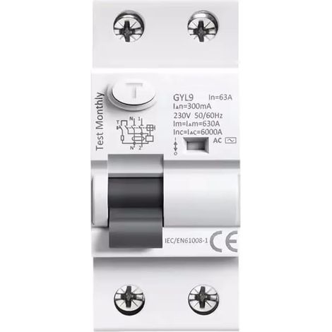 63a 30ma Typ Ac Rccb Fehlerstromschutzschalter 63a 230v 2p Mit Leckstromschutz (gyl9-2p-63a-230v)