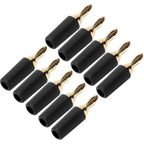 10-teiliges Set Mit 2,5 Mm Vergoldeten Bananensteckern Aus Messing Zum Löten, Schwarz