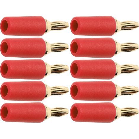 10-teiliges Set Mit 2,5 Mm Vergoldeten Bananensteckern Aus Messing Zum Löten, Rot