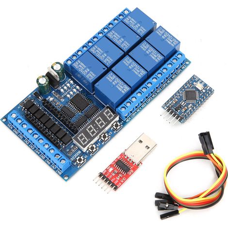 Dc 12v 8-kanal Pro Mini Plc Relais Shield Modul Verzögerungs-timer-schaltplatine Für Arduino (8 Download-kabel)