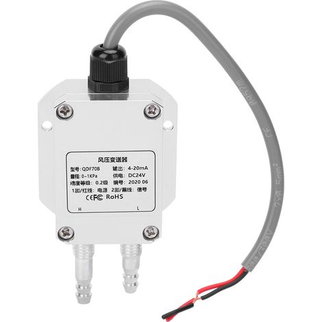 Silberner Mikro-winddrucktransmitter Hochpräzises Elektronisches Bauteil 4-20 Ma Dc24 V (0,1 Kpa)