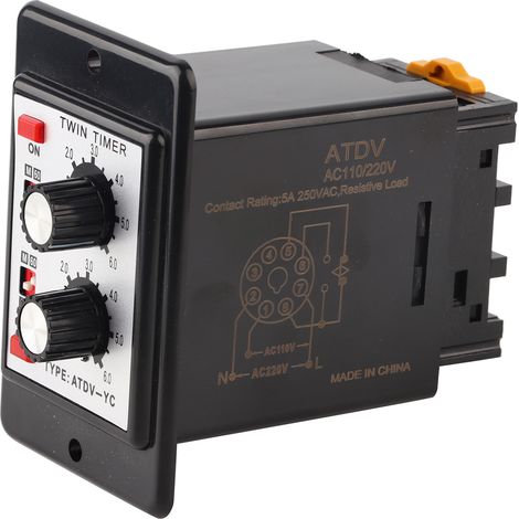 Doppelter Zeitschaltuhr-relaisknopf Ein/aus, Atdv-yc 6s-60m Steuerzeitschalter (ac 110/220v)
