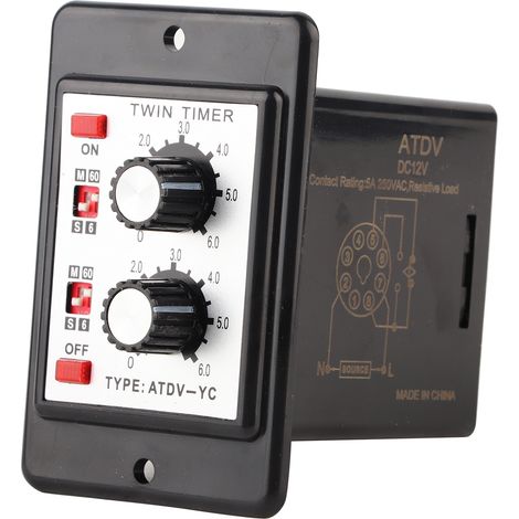 Doppelter Zeitschaltuhr-relais-taster Ein/aus, Atdv-yc 6s-60m Steuerzeitschalter (dc 12v)