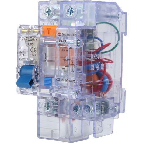 Dz47le63 1p+n C63 Haushalts-fehlerstromschutzschalter, Transparent