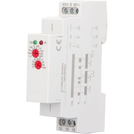 Elektronischer Abschalttimer, Verzögerungsrelais, Einzelfunktion, 2 Ausgänge, 16 A, Schalter