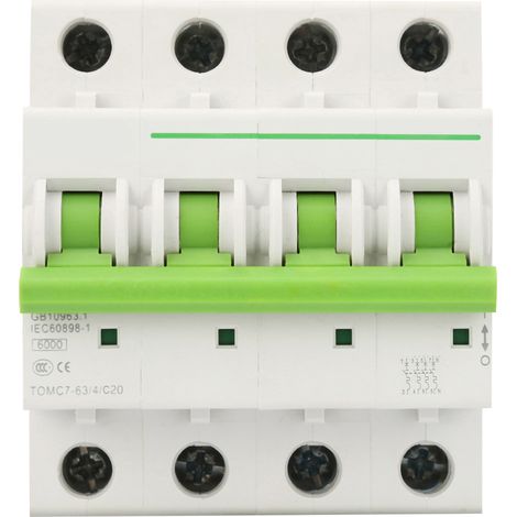 Tomc7-63 4p C Typ 6ka Miniatur-leistungsschalter, Fehlerstromschutzschalter, Luftschalter (20a)