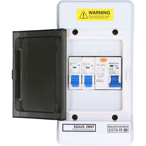 2-wege-leistungsschalter Ip66, 40 A 30 Ma Fehlerstromschutzschalter (rcd) + 2 Leitungsschutzschalter (mcb) (6 A + 16 A) 230 V Au