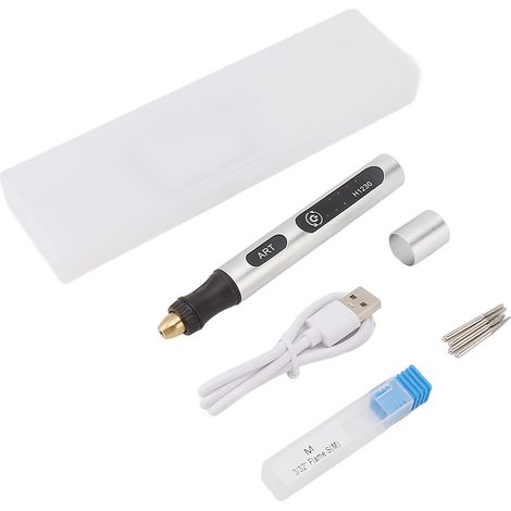 Tragbares, Kabelloses Elektrisches Gravierwerkzeug, Drehbar, Rutschfest, Silberfarben, Usb 4,2 V 300 Mah Stift Für Metall, Glas Und Holz