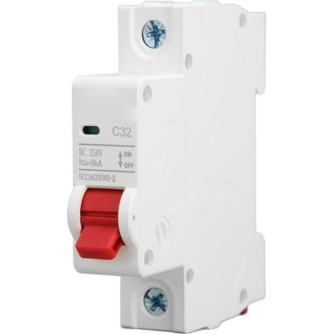 1-poliger Dc 250v Mcb 32a Leitungsschutzschalter, Schutzschalter Für Din-schienenmontage, Abschaltvermögen 6000a