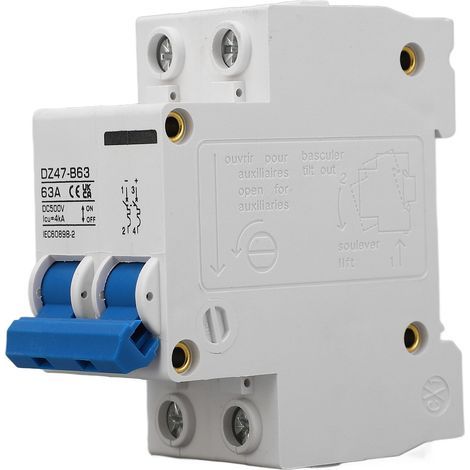 2-poliger Dc 500v Mcb 63a Leitungsschutzschalter, Schutzschalter, 4000a Abschaltvermögen Für Häuser Des Typs B