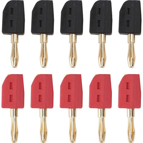 32a Vergoldeter Messing-schnellanschlussstecker, 4-mm-bananenstecker, 10 Stück, Für Testgeräte, 5 Rot + Schwarz