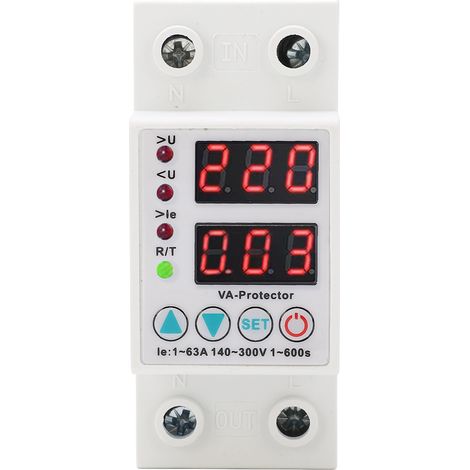 Überspannungsschutzgerät, Einstellbare Digitalanzeige, Automatische Wiederherstellung, Flammhemmender Überspannungsschutz 1–63 A 230 V