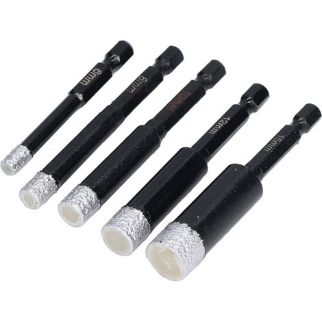 5-teiliges Set Diamant-lochsägen Mit Sechskantschaft Für Granit-, Keramik- Und Marmorfliesen (6, 8, 10, 12, 15 Mm)