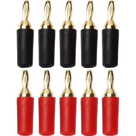 Lötbarer Lautsprecherstecker (männlich), 2,5 Mm Vergoldeter Messing-bananenstecker, Rot Und Schwarz, 5er-set