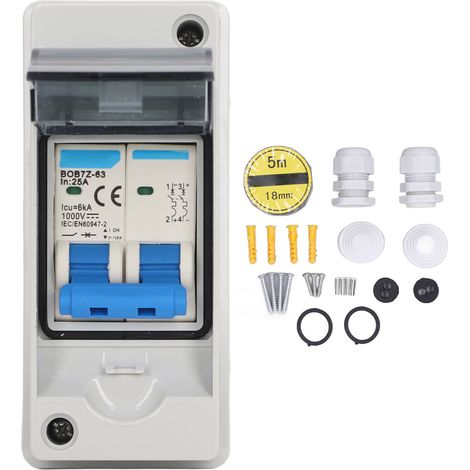 Miniatur-leistungsschalter 25 A, Dc-trennschalter, Blitzschutz, Mit Wasserdichtem Verteilerkasten Ip65, 1000 V