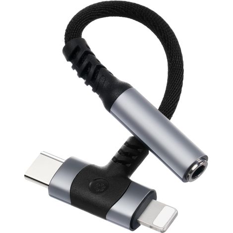 2-in-1 Usb-c-auf-3,5-mm-klinkenadapter, Usb-c/lightning-auf-kopfhöreranschluss Mit Dac-chip