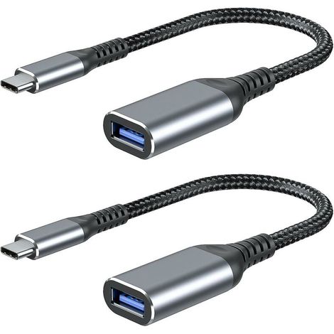 Usb-c-auf-usb-a-adapter [2er-pack] Otg-kabel Usb-c-stecker Auf Usb-a-buchse 3.0 Schnelle Datenübertragung Kompatibel Mit Macbook Pro 2018, Samsung Galaxy S9/s9+, Huawei P20 Usw. – Grau