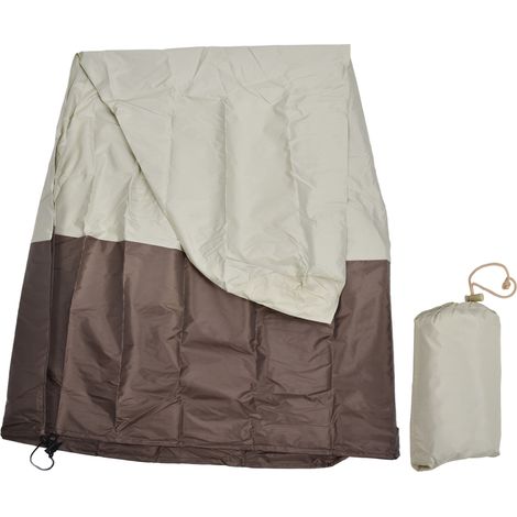 210d Silberbeschichtete Oxford-gewebe-gartenbrunnenabdeckung, Wasserdichte Schutzhülle Für Statuen, Für Terrasse Und Garten, Beige Und Kaffee