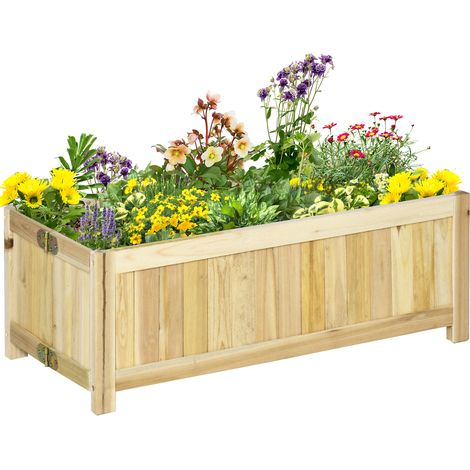 Outsunny Faltbarer Pflanzkasten Auf Beinen, Maße: 70 X 30 X 25 Cm (l X B X H), Lattenrost, Vorgeöltes Tannenholz
