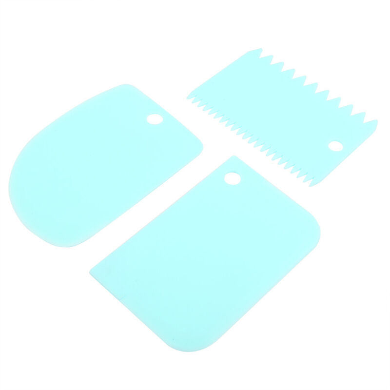 3-teiliges Backset Mit Teigschabern, Sahnespateln, Gebäckwerkzeugen, Weichem Teigschaber, Küche (blau)